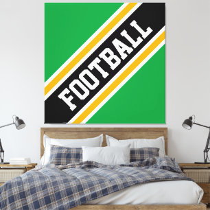 Impressão Em Tela Bandas de FUTEBOL Verde Brilhante Amarelo Preto
