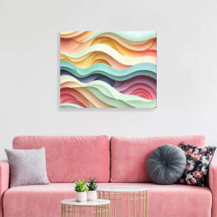 Impressão Em Tela Bandas de onda coloridas