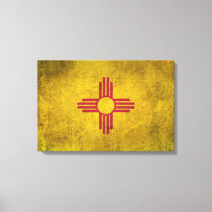Impressão Em Tela Bandeira afligida vintage de New mexico