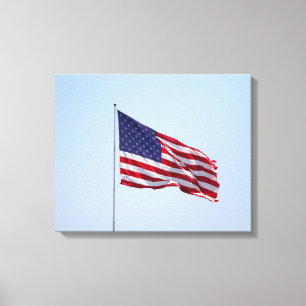 Impressão Em Tela Bandeira Americana a Balançar no Céu 16x20