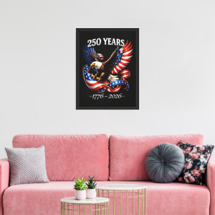 Impressão Em Tela Bandeira Americana Águia de Aniversário de 250 Ano