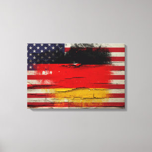 Impressão Em Tela Bandeira americana alemão da pintura do Crackle
