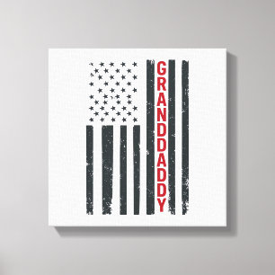 Impressão Em Tela Bandeira Americana Avô Design Patriótico Vintage_