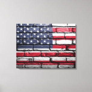 Impressão Em Tela Bandeira Americana, Bandeira da Tela Bricks
