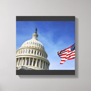 Impressão Em Tela Bandeira Americana e Orgulho Patriótico EUA Capito