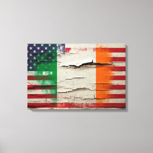 Impressão Em Tela Bandeira americana irlandesa da pintura   do