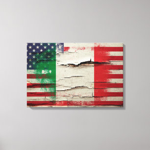 Impressão Em Tela Bandeira americana italiana da pintura   do