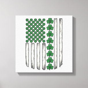 Impressão Em Tela Bandeira Americana Trevo Design Vetorial Vintage_1