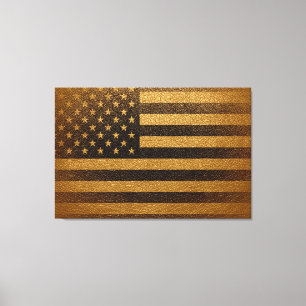 Impressão Em Tela Bandeira Americana Vintage Leather #2