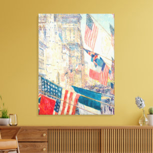Impressão Em Tela Bandeira Americana Vintage NYC 5ª Avenida Arte Pat