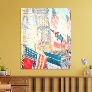 Impressão Em Tela Bandeira Americana Vintage NYC 5ª Avenida Arte Pat