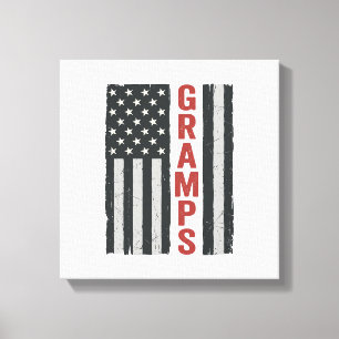Impressão Em Tela Bandeira Americana Vintage Patriótico Gramps Vecto