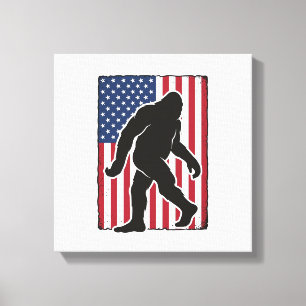 Impressão Em Tela Bandeira Americana Vintage Silhueta de Pé Grande V