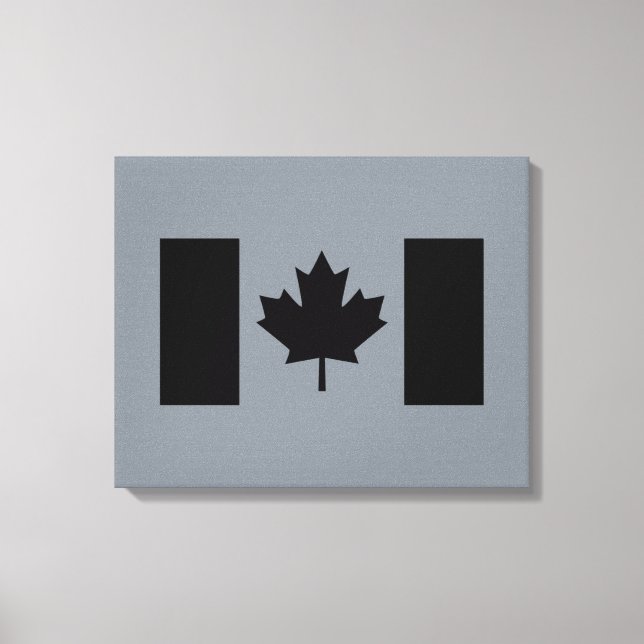 Impressão Em Tela Bandeira canadense no Design preto (Frente)