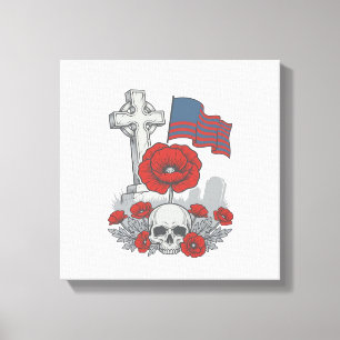 Impressão Em Tela Bandeira Cruz da Papoula Memorial Vetor de Gravura