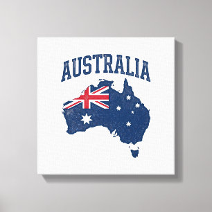 Impressão Em Tela Bandeira da Austrália Mapa Gráfico Antigo Maltrata