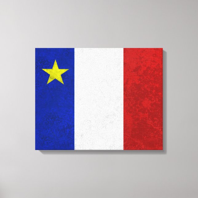 Impressão Em Tela Bandeira de Acadia em Grunge Desconfortável (Frente)