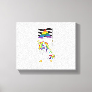 Impressão Em Tela Bandeira de Aliado Reto Unicórnio Trans Gay Orgulh
