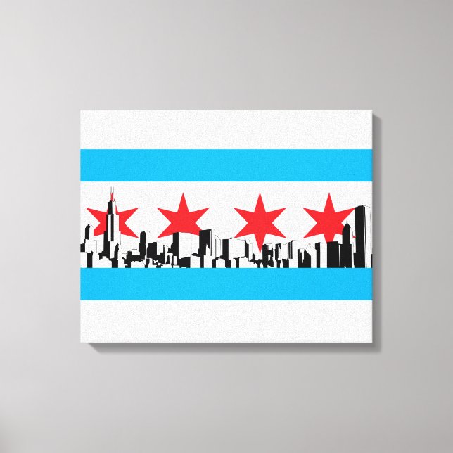 Impressão Em Tela Bandeira de Chicago (Frente)