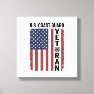 Impressão Em Tela Bandeira de Veterano da Guarda Costeira Design Vet