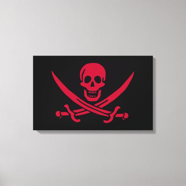 Impressão Em Tela Bandeira do Crânio e Espadas Pirata do Calico Jack (Frente)