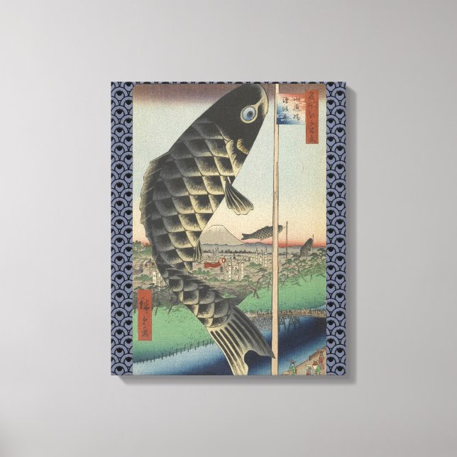 Impressão Em Tela Bandeira do Festival de Peixes Koi Hiroshige Japon (Frente)