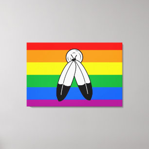 Impressão Em Tela Bandeira do Orgulho LGBTQ+ com Duas Espíritos