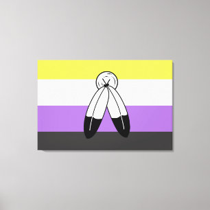 Impressão Em Tela Bandeira do Orgulho Não Binário com Dois Espírito