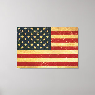 Impressão Em Tela Bandeira do USA Vintage Grunge