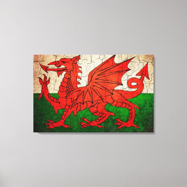 Impressão Em Tela Bandeira do Welsh Cracking (Frente)