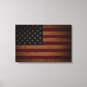 Impressão Em Tela Bandeira dos Estados Unidos (bandeira de madeira