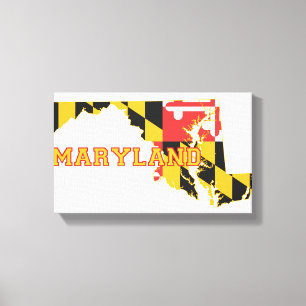 Impressão Em Tela Bandeira e mapa do estado de Maryland
