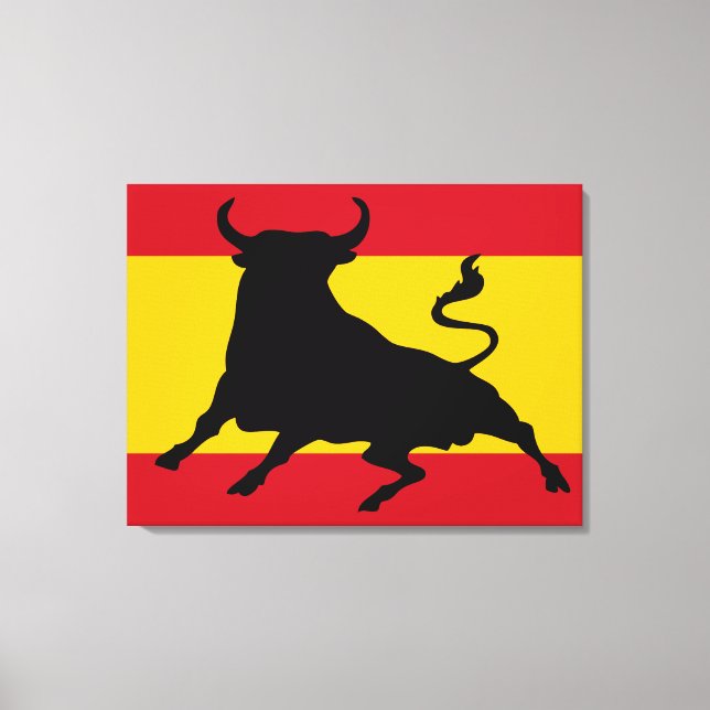 Impressão Em Tela Bandeira espanhola com touro (Frente)