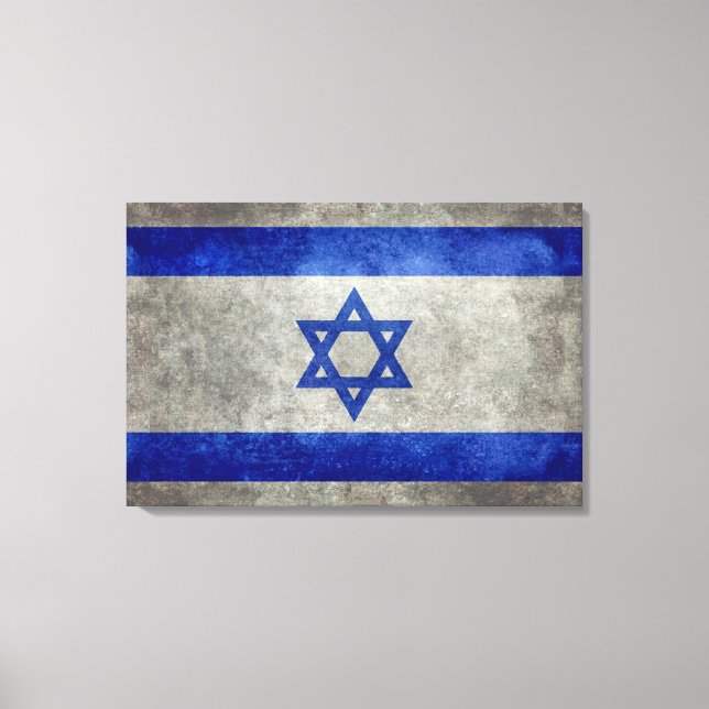 Impressão Em Tela Bandeira nacional israelita em textura de pedra (Frente)