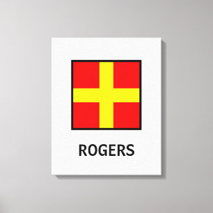 Impressão Em Tela Bandeira Náutica do Nome da Família Rogers