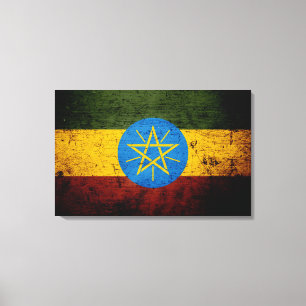 Impressão Em Tela Bandeira preta de Etiópia do Grunge