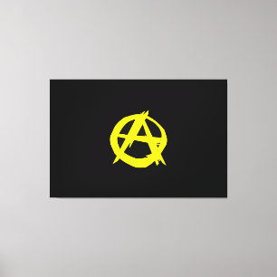 Impressão Em Tela Bandeira preta e amarela do capitalismo de Anarcho