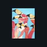 Impressão Em Tela Bando de Flamingos<br><div class="desc">"Flock of Flamingoes II",  por Jennifer Rutledge. Possui um grupo de flamingos com texturas variadas aplicadas.</div>