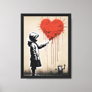 Impressão Em Tela Banksy Style Love Heart Wall Art