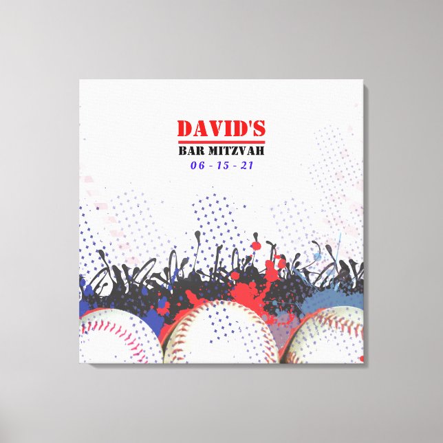 Impressão Em Tela BAR BASEBALL SPLATTER Mitzvah Conselho de Memória  (Frente)