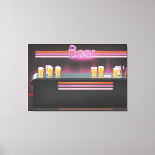 Impressão Em Tela Bar Retro dos Anos 80 (Frente)