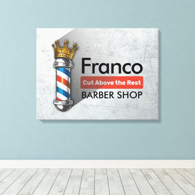 Impressão Em Tela Barber Hair Compra Rei Coroa Barbeiro Par Salão (Insitu(piso de madeira))