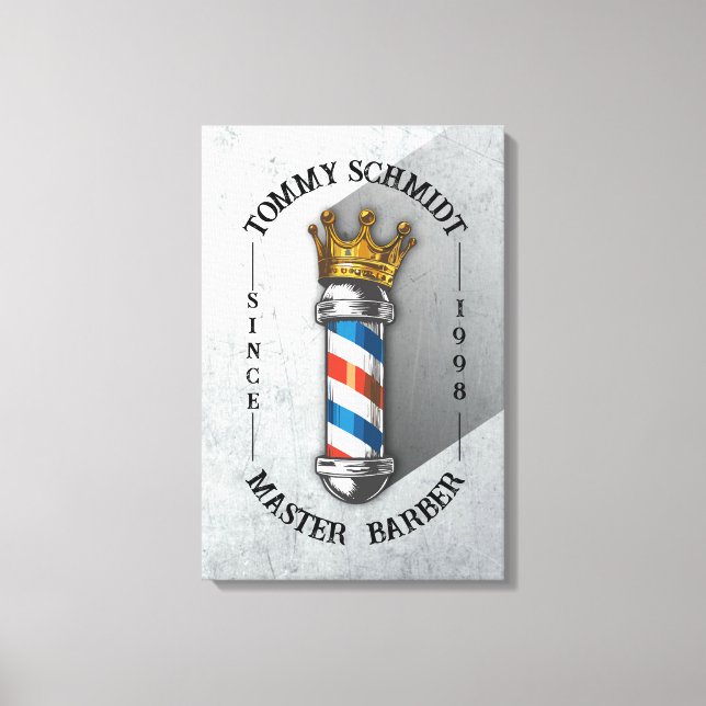 Impressão Em Tela Barber Hair Compra Rei Coroa Barbeiro Par Salão (Frente)