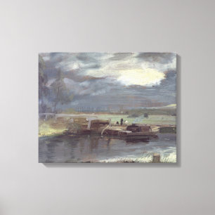 Impressão Em Tela Barcas no Stour com a igreja de Dedham no Dist