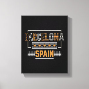 Impressão Em Tela Barcelona Espanha Tipografia Moderna Viagem Design