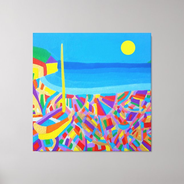 Impressão Em Tela Barco à vela pela tela estendida no mar (Frente)