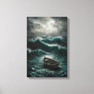 Impressão Em Tela Barco Abandonado em Águas Stormy Ocean Art