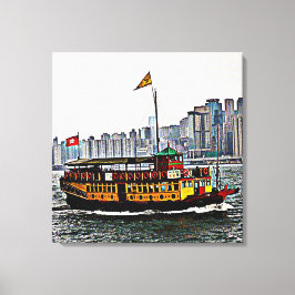Impressão Em Tela Barco chinês Victoria Harbor Hong Kong