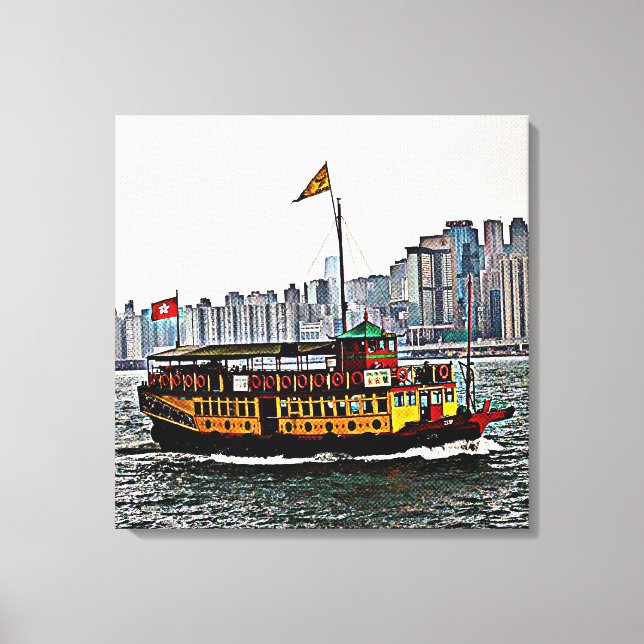 Impressão Em Tela Barco chinês Victoria Harbor Hong Kong (Frente)