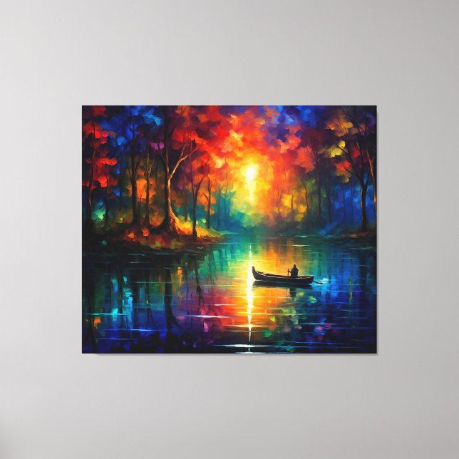 Impressão Em Tela Barco de Pesca na Água (Frente)